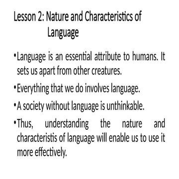 Understanding the Nature and Characteristics of Language: A ...