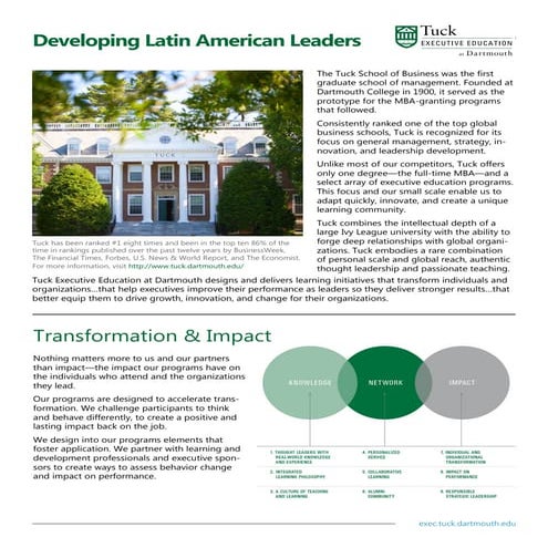 Tuck Executive Education-Developing Latin American Leaders Brochure