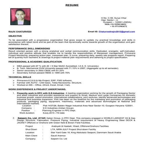 Project Planning Engineer