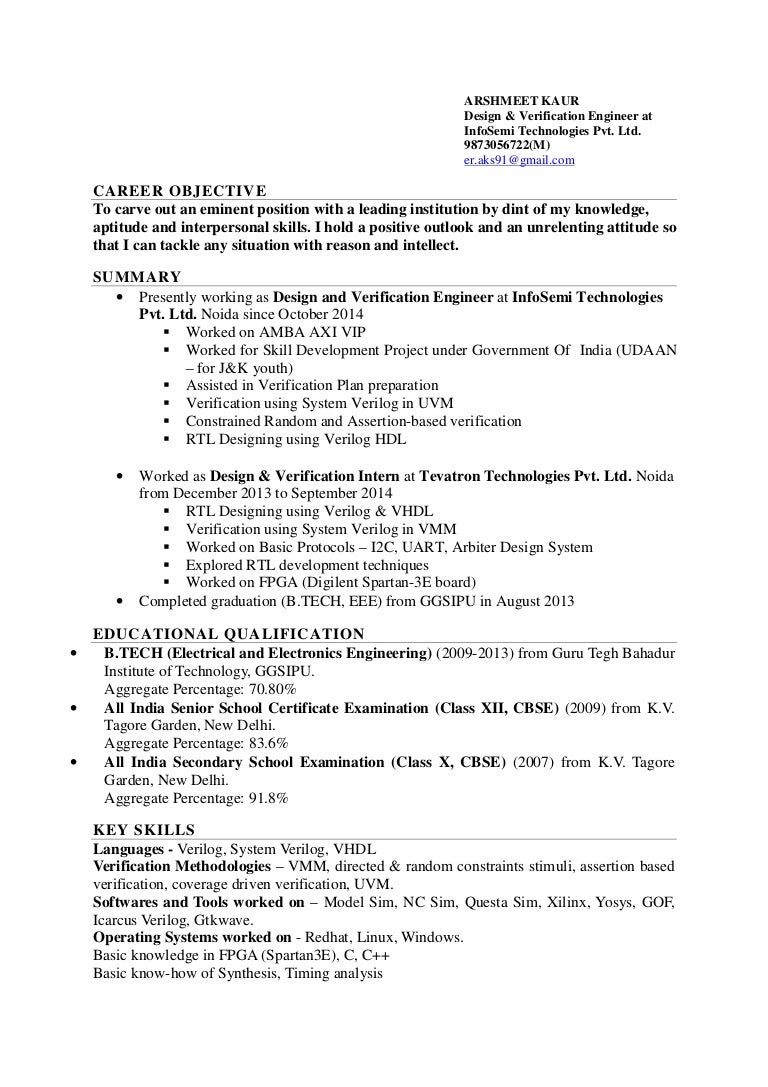 verification engineer resumes