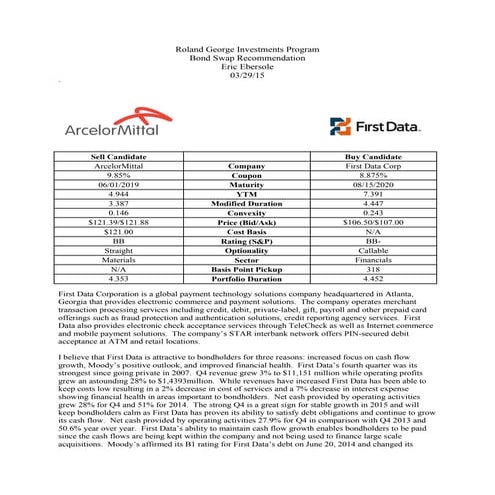 First Data Bond Swap