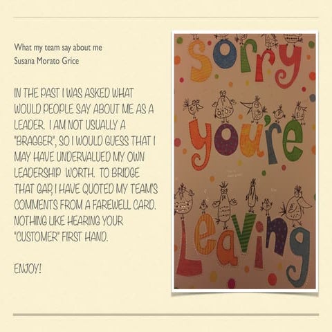 My team's farewell comments