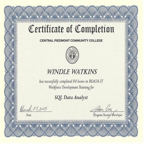 Certificate--SQL Data Analysis | PPT