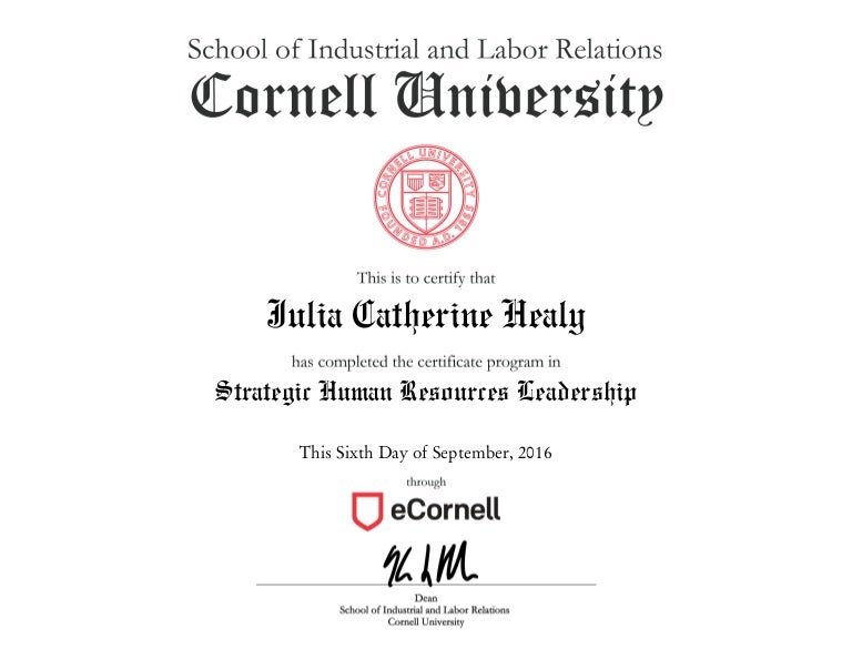 Certificate Strategic Human Resources Leadership