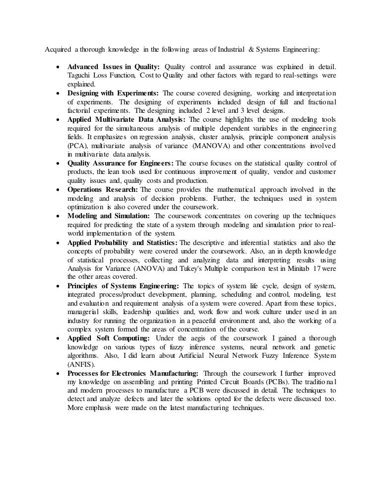 Description of Masters Courses