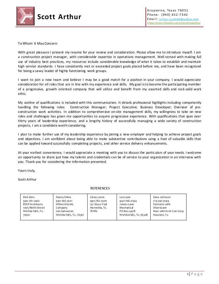 4 Cover Letter With References