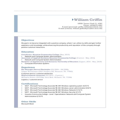 William Griffin resume