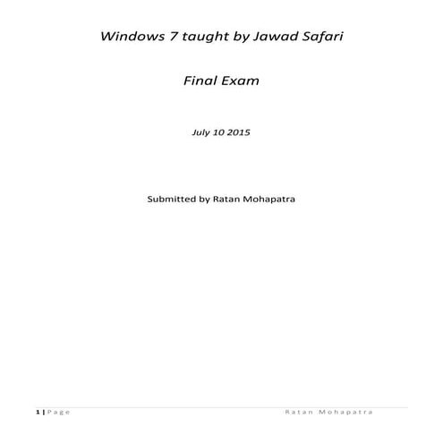 FinalExamWindows7_RatanMohapatra