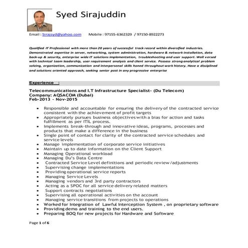 Syed Siraj - Telecom_Infrastructure Manager