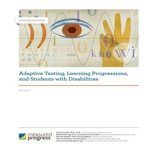 Adaptive Testing, Learning Progressions, and Students with Disabilities - May...