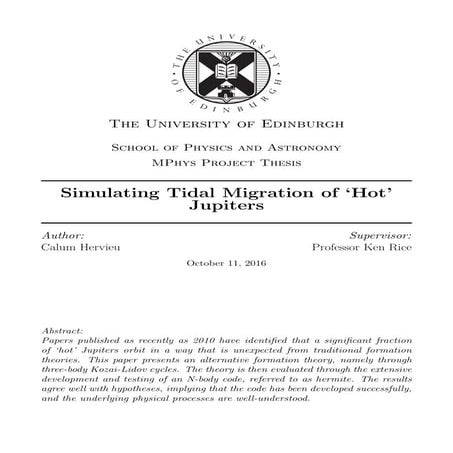 Investigation of the Tidal Migration of 'Hot' Jupiters 