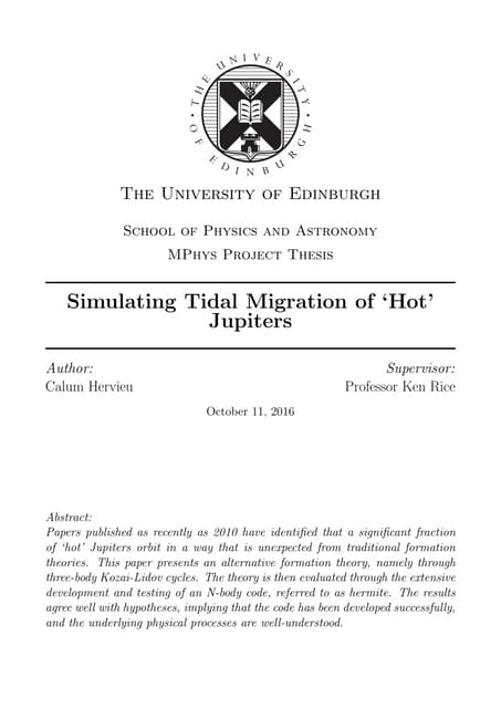 Investigation of the Tidal Migration of 'Hot' Jupiters 