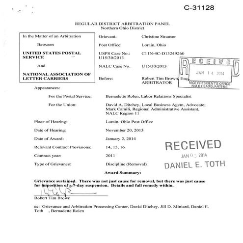 Cca arbitration for removal for accident - discipline not corrective