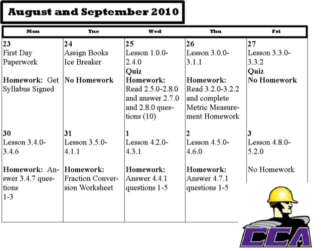 Cca calendar