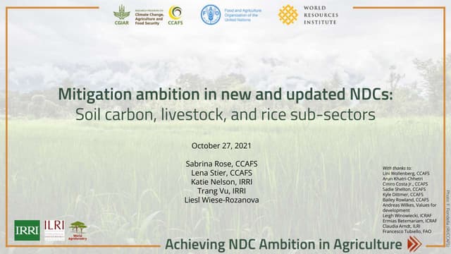 Achieving NDC Ambition in Agriculture: Mitigation ambition in new & updated NDCS - Soil carbon, livestock & rice sub-sectors