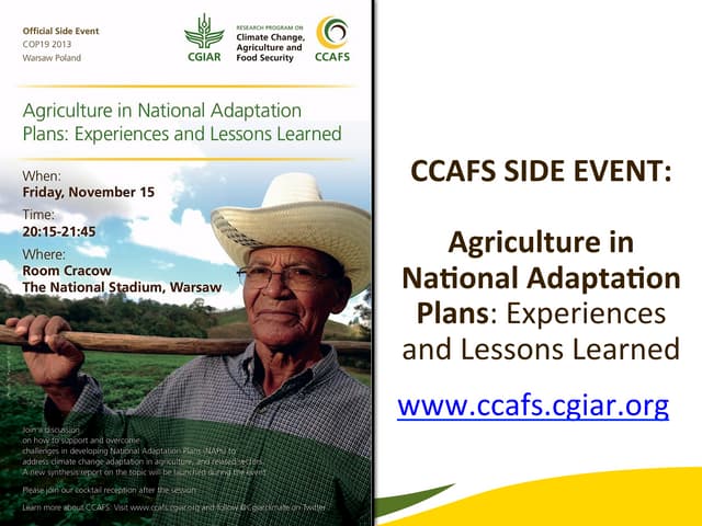 Agriculture in National Adaptation Plans: Experiences and Lessons Learned 