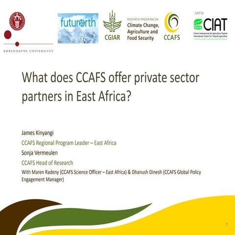 Tools and resources for climate-smart agriculture in East Africa