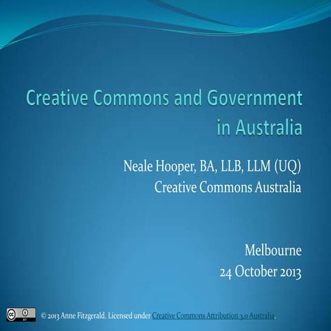 CC and Government in Australia: Melbourne, 24 October 2013