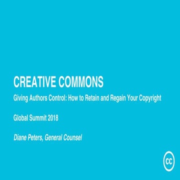 CC and Open Access (CC Summit 2018, Toronto) (Peters)