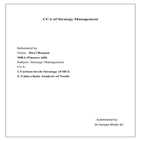 Various levels Strategy of HUL ,Value-chain Analysis of Nestle