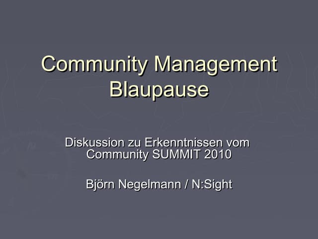 Community Management Blaupause