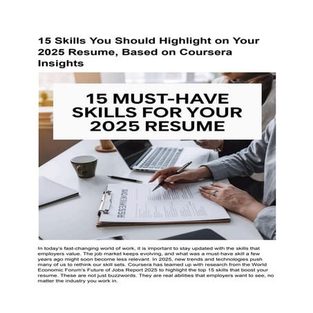 15 Skills You Should Highlight on Your 2025 Resume, Based on Coursera Insights