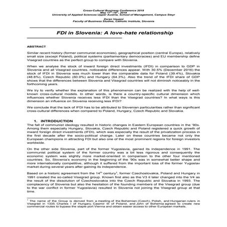 FDI in Slovenia: A love-hate relationship