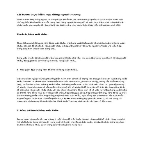 Các bước thực hiện hợp đồng ngoại thương