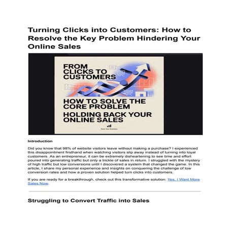 Turning Clicks into Customers: How to Resolve the Key Problem Hindering Your ...