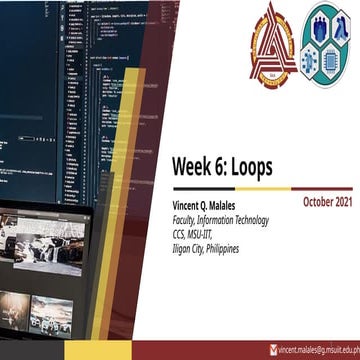 CCC100 - Week 6 - Loops Elements of a Program.pptx