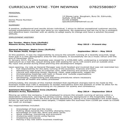 Tom Newman's CV 2015 | PDF