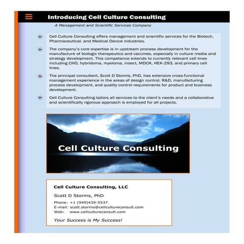 Introducing Cell Culture Consulting