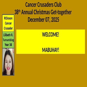 Introduction - 38th Cancer Crusaders Club Annual Christmas Get-Together Virtu...