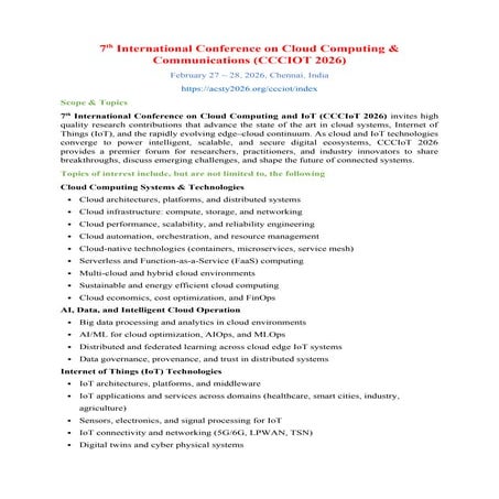 7th International Conference on Computer Networks & Communications ...