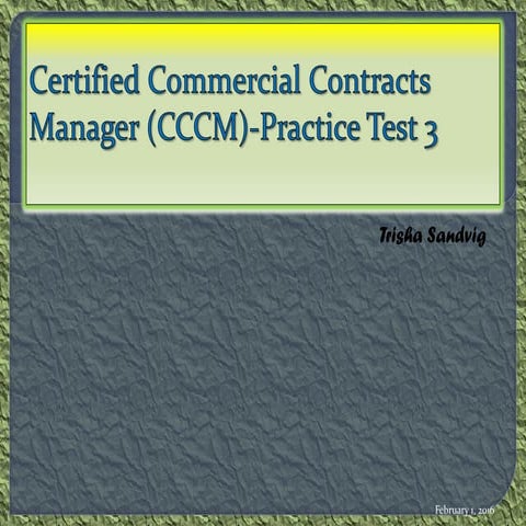 Certified Commercial Contracts Manager (CCCM)-Practice Test 3 | PDF