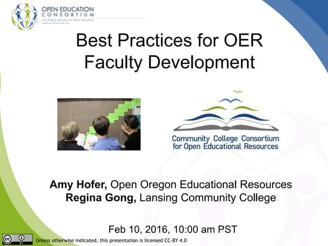 Best Practices for Faculty Development to Promote Adoption of OER