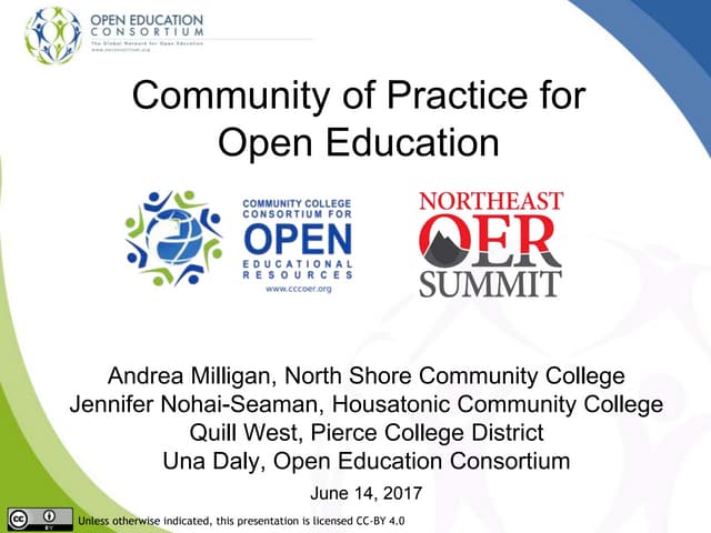 NE OER Summit:  Community of Practice for Open Education