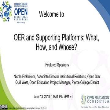 CCCOER June 18 Webinar:  OER & Supporting Platforms