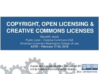 ASTE Open Educational Resources, Copyright & Creative Commons