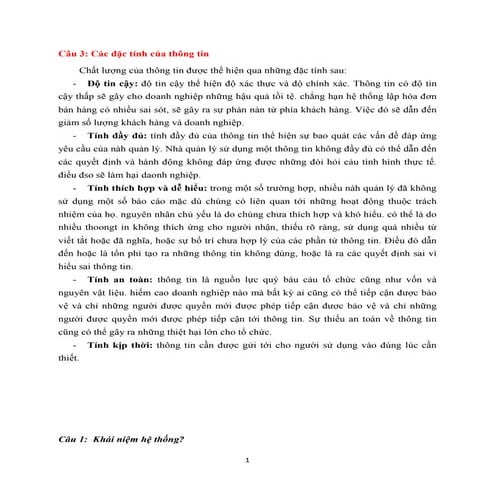 Đề cương ôn tập hệ thống thông tin quản lý