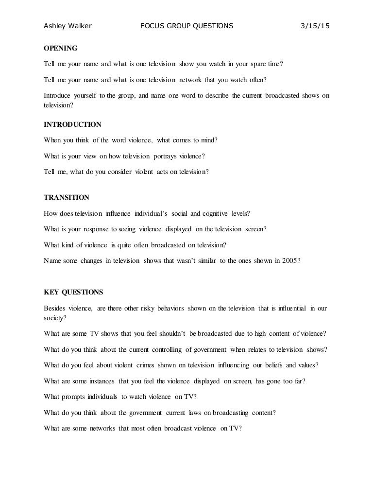 FOCUS GROUP QUESTIONS