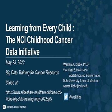 CCDI Kibbe Big Data Training May 2022