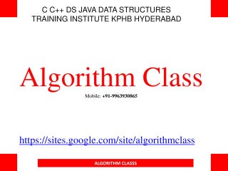 Algorithm Class is a Training Institute on C, C++, CPP, DS, JAVA, data ...