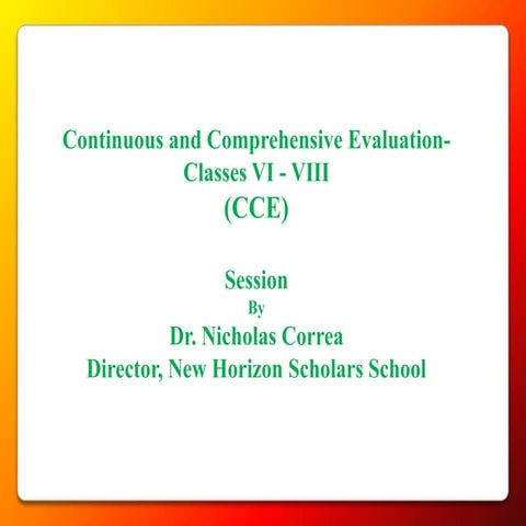 CCE for Classes V I- VIII by Dr. Nicholas Correa