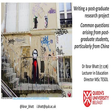 Common questions arising from Chinese postgraduates in writing a reasearch project