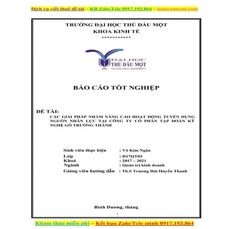 Các giải pháp nhằm nâng cao hoạt động tuyển dụng nguồn nhân lực tại Công Ty T...