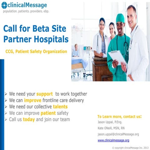Call for Beta Site Hospital Partners for Quality Patient Safety Project