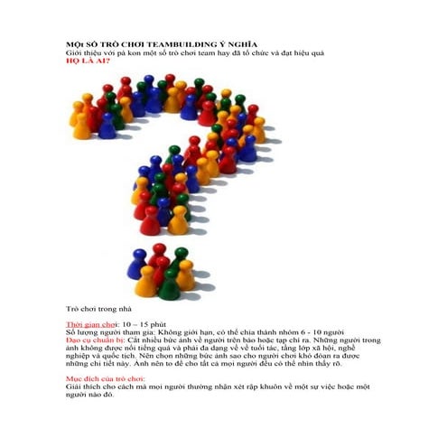 Cách chơi một số trò chơi team building hay | PDF