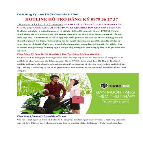 Cách đăng ký làm tài xế grabbike  xe ôm Hà Nội