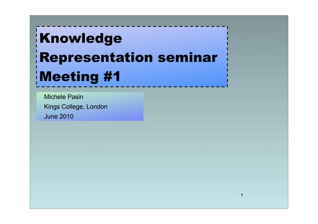 KR Workshop 1 - Ontologies